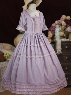 Sweet Lolita Dress Polyester Short Sleeves Ruffles Dress Lolita Dress -AYA Cosplay Shop 202207011846034177098