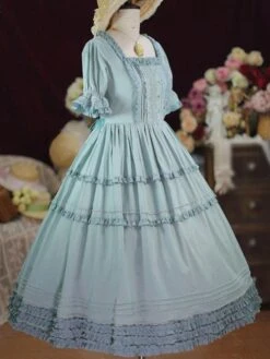 Sweet Lolita Dress Polyester Short Sleeves Ruffles Dress Lolita Dress -AYA Cosplay Shop 202207011846040889119