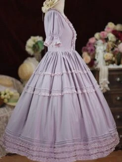 Sweet Lolita Dress Polyester Short Sleeves Ruffles Dress Lolita Dress -AYA Cosplay Shop 202207011846044097593