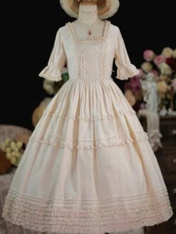 Sweet Lolita Dress Polyester Short Sleeves Ruffles Dress Lolita Dress -AYA Cosplay Shop 202207011846047154800