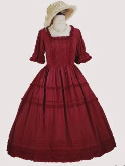 Sweet Lolita Dress Polyester Short Sleeves Ruffles Dress Lolita Dress -AYA Cosplay Shop 202207011846053864436