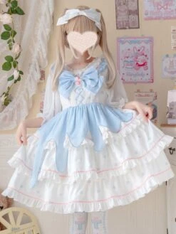 Sweet Lolita Dress Polyester Sleeveless Jumper Dress -AYA Cosplay Shop 202207071316224171117