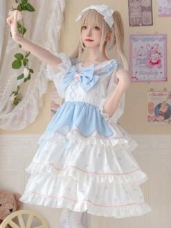 Sweet Lolita Dress Polyester Sleeveless Jumper Dress -AYA Cosplay Shop 202207071316227424302