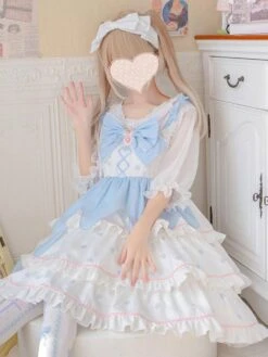 Sweet Lolita Dress Polyester Sleeveless Jumper Dress -AYA Cosplay Shop 202207071316234176247