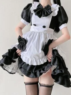 Sweet Lolita Dress Polyester Short Sleeves Ruffles Dress -AYA Cosplay Shop 202207071316529463252