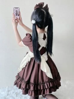 Sweet Lolita Dress Polyester Short Sleeves Ruffles Dress -AYA Cosplay Shop 202207071316538666840