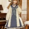 Sweet Lolita Dress Polyester Long Sleeves Bows Dress -AYA Cosplay Shop 202208181743077053484