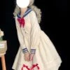 Sweet Sailor Lolita Dress Polyester Long Sleeves Bows Navy Style Dress Lolita Dress