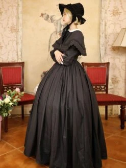 Black Retro Costumes Lace Polyester Dress Women's Marie Antoinette Costume Retro Tunic Masquerade Ball Gown -AYA Cosplay Shop 20220822161833819392