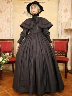 Black Retro Costumes Lace Polyester Dress Women's Marie Antoinette Costume Retro Tunic Masquerade Ball Gown