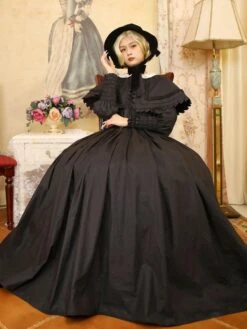 Black Retro Costumes Lace Polyester Dress Women's Marie Antoinette Costume Retro Tunic Masquerade Ball Gown -AYA Cosplay Shop 202208221618445813292