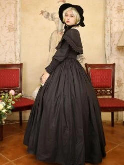 Black Retro Costumes Lace Polyester Dress Women's Marie Antoinette Costume Retro Tunic Masquerade Ball Gown -AYA Cosplay Shop 202208221618450383091