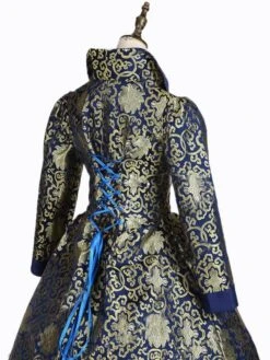 Blue Retro Costumes Polyester Floral Print Dress Women's Marie Antoinette Costume Retro Tunic Vintage Clothing -AYA Cosplay Shop 202208251736334331596