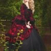Burgundy Retro Costumes Women's Lace Ruffles Polyester Tunic Dress Retro Marie Antoinette Costume Party Prom Dress -AYA Cosplay Shop 202208251736401384085