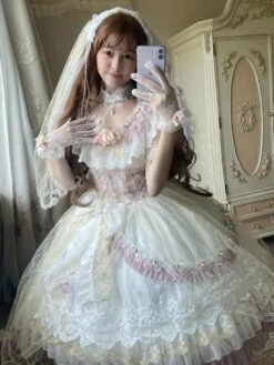 Sweet Hime Lolita Dress Polyester Short Sleeves Dress -AYA Cosplay Shop 202209062445562945170