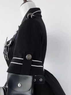 Military Style Uniform Lolita Army Short Sleeves Gray Black Lolita Dress -AYA Cosplay Shop 20220910161202162838