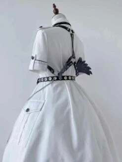 Military Style Uniform Lolita Army Short Sleeves Gray Black Lolita Dress -AYA Cosplay Shop 202209101612037327381