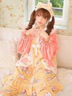 Sweet Lolita Dress Polyester Long Sleeves Bows Sweet Jumpsuit Lolita Dress -AYA Cosplay Shop 202209141132176536255