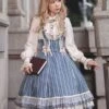 Classical Lolita Dress Cotton Bows Sleeveless Lolita Dresses Stripes Light Sky Blue 2 Classical Lolita Dress Cotton Bows Sleeveless Lolita Dresses Stripes Light Sky Blue -AYA Cosplay Shop 202209211835442326598