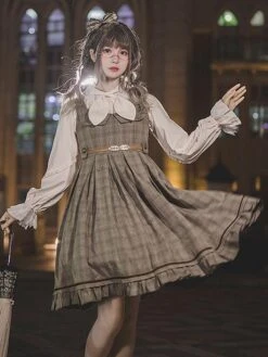 Classical Lolita Dress Polyester Sleeveless Deep Blue Lolita Dresses -AYA Cosplay Shop 202209211835501537520