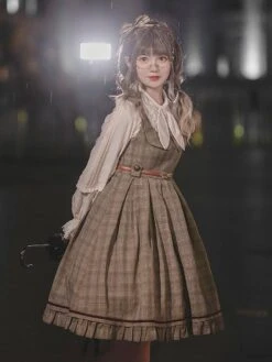 Classical Lolita Dress Polyester Sleeveless Deep Blue Lolita Dresses -AYA Cosplay Shop 202209211835507412475