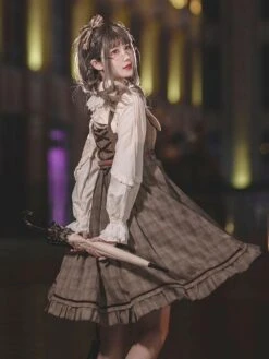 Classical Lolita Dress Polyester Sleeveless Deep Blue Lolita Dresses -AYA Cosplay Shop 202209211835510761424