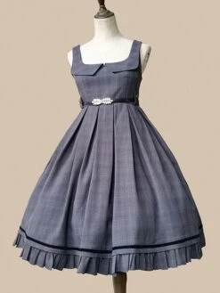 Classical Lolita Dress Polyester Sleeveless Deep Blue Lolita Dresses -AYA Cosplay Shop 202209211835524142603