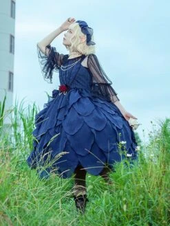 Classical Lolita Dress Tulle Sleeveless Deep Blue Lolita Dresses -AYA Cosplay Shop 202209211839306569730