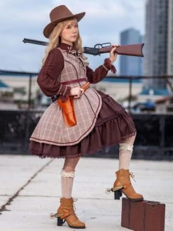 Classical Lolita Dress Polyester Sleeveless Coffee Brown Lolita Dresses -AYA Cosplay Shop 202209211839352342887