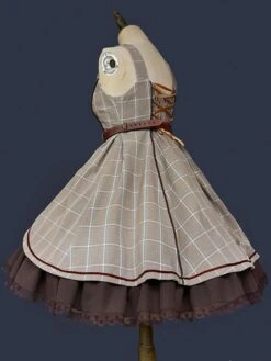 Classical Lolita Dress Polyester Sleeveless Coffee Brown Lolita Dresses -AYA Cosplay Shop 202209211839368126755