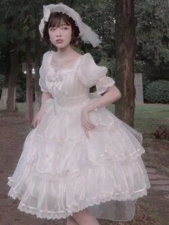 Sweet Lolita Dress Polyester Short Sleeves Dress Hime Lolita Dress -AYA Cosplay Shop 202210281628285329425