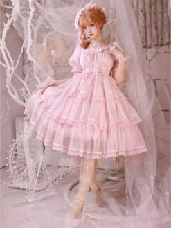 Sweet Lolita Dress Polyester Short Sleeves Dress Hime Lolita Dress -AYA Cosplay Shop 202210281628295386717