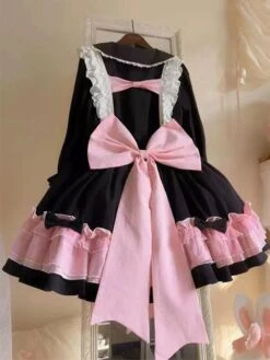 Sweet Lolita JSK Dress Two-Tone Ruffles Black Lolita Jumper Skirts -AYA Cosplay Shop 202211161552491124108