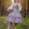 Classical Lolita Dress Cotton Lace Sleeveless Lolita Dresses Floral Print Grape -AYA Cosplay Shop 202211161552583665684