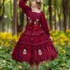 Classical Lolita Dress Cotton Embroidered Sleeveless Lolita Dresses Burgundy -AYA Cosplay Shop 202211171106489541213