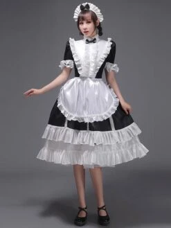 Light Sky Blue Retro Costumes Women's Ruffles Polyester Tunic Dress Headwear Vintage Marie Antoinette Costume 18th Century Costume -AYA Cosplay Shop 202211171802507738076