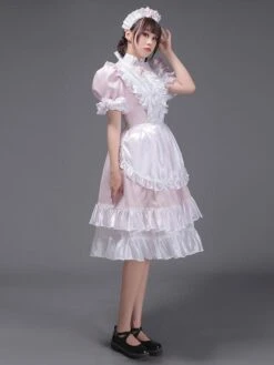 Light Sky Blue Retro Costumes Women's Ruffles Polyester Tunic Dress Headwear Vintage Marie Antoinette Costume 18th Century Costume -AYA Cosplay Shop 202211171802510714254
