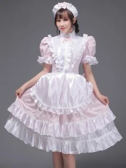 Light Sky Blue Retro Costumes Women's Ruffles Polyester Tunic Dress Headwear Vintage Marie Antoinette Costume 18th Century Costume -AYA Cosplay Shop 202211171802516207186