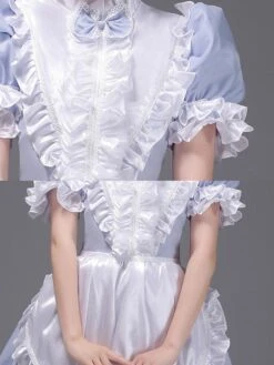 Light Sky Blue Retro Costumes Women's Ruffles Polyester Tunic Dress Headwear Vintage Marie Antoinette Costume 18th Century Costume -AYA Cosplay Shop 202211171802519159927