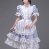 Light Sky Blue Retro Costumes Women's Ruffles Polyester Tunic Dress Headwear Vintage Marie Antoinette Costume 18th Century Costume -AYA Cosplay Shop 202211171802527732091