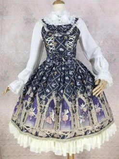 Classical Lolita Dress Polyester Sleeveless Lolita Dresses Classic Black -AYA Cosplay Shop 202211301657289257544