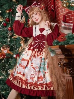 Sweet Lolita Dress Polyester Long Sleeves Ruffles Sweet Dress Lolita Dress -AYA Cosplay Shop 202212211902329759772