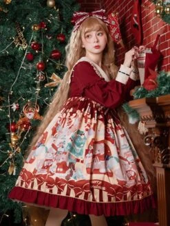 Sweet Lolita Dress Polyester Long Sleeves Ruffles Sweet Dress Lolita Dress -AYA Cosplay Shop 20221221190233279731