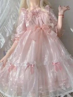 Sweet Lolita Dress Polyester Short Sleeves Hime Dress Sweet Lolita Dress -AYA Cosplay Shop 202212211902575024852