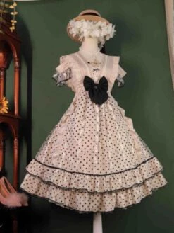 Sweet Lolita Dress Short Sleeves Bows Dress