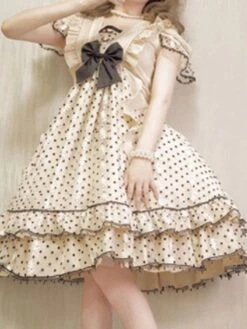 Sweet Lolita Dress Short Sleeves Bows Dress -AYA Cosplay Shop 202212281058245893760