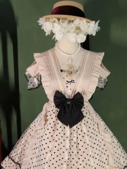 Sweet Lolita Dress Short Sleeves Bows Dress -AYA Cosplay Shop 202212281058252683452