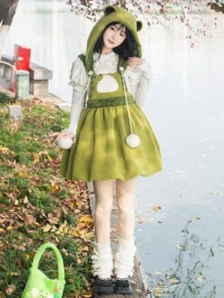 JSK Sweet Lolita Dress Polyester Sleeveless Pom Poms Dress