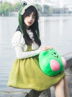 JSK Sweet Lolita Dress Polyester Sleeveless Pom Poms Dress -AYA Cosplay Shop 202212281059155134354