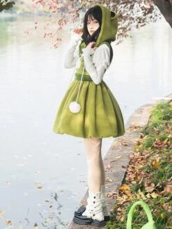 JSK Sweet Lolita Dress Polyester Sleeveless Pom Poms Dress -AYA Cosplay Shop 202212281059158052888